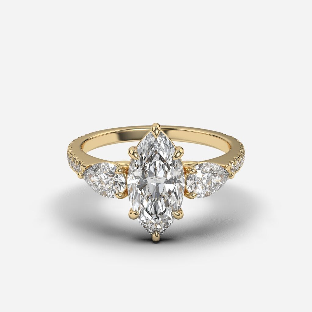 Three Stone diamond Ring 3D print model_1
