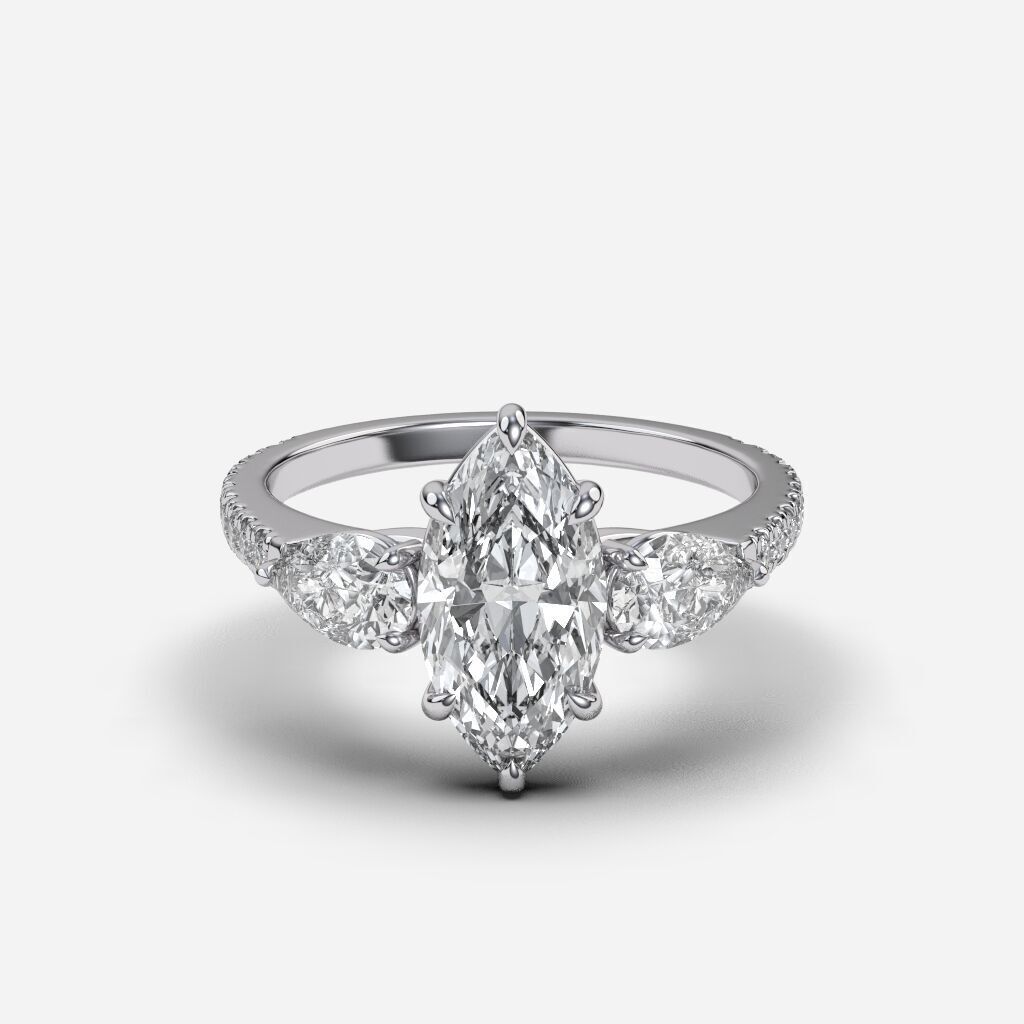 Three Stone diamond Ring 3D print model_8