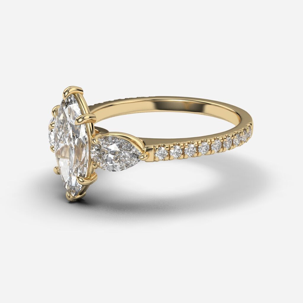 Three Stone diamond Ring 3D print model_2