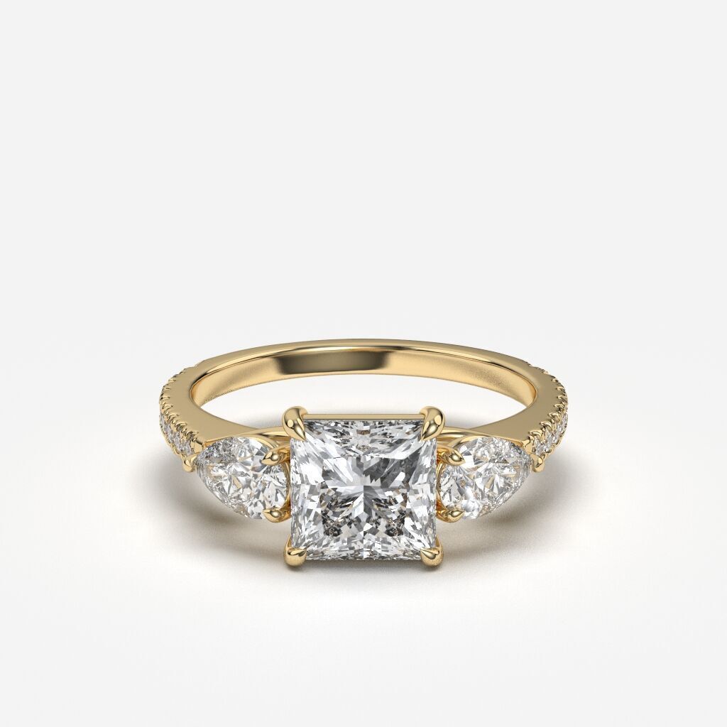 Three Stone diamond Ring 3D print model_10