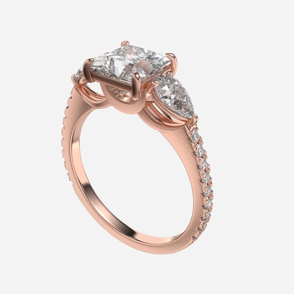 Three Stone diamond Ring 3D print model_6
