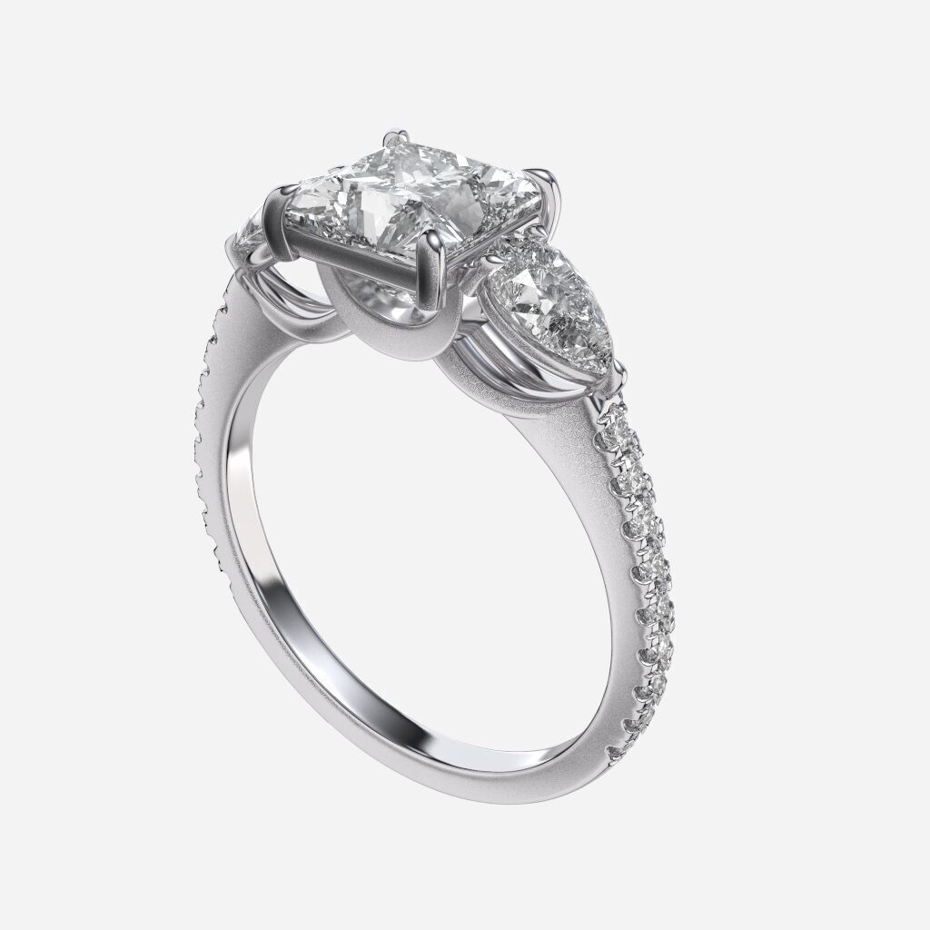Three Stone diamond Ring 3D print model_5