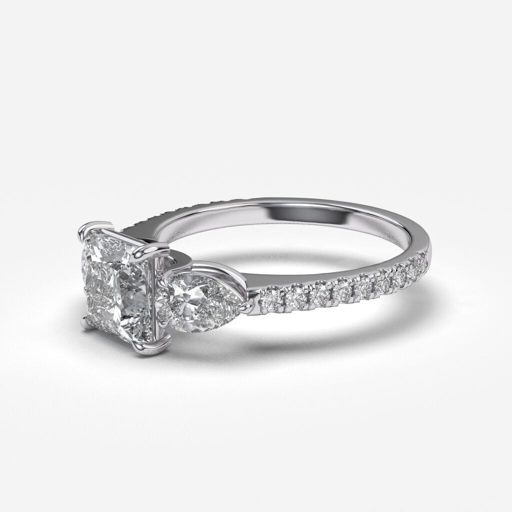 Three Stone diamond Ring 3D print model_3