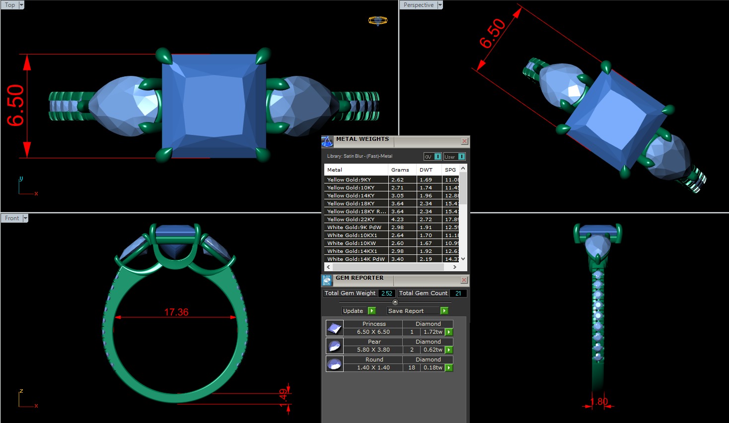 Three Stone diamond Ring 3D print model_12