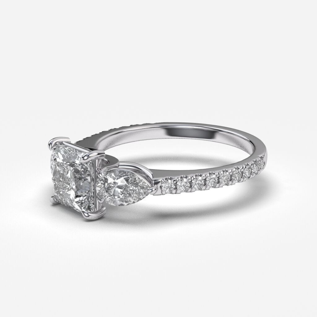 Three Stone diamond Ring 3D print model_2