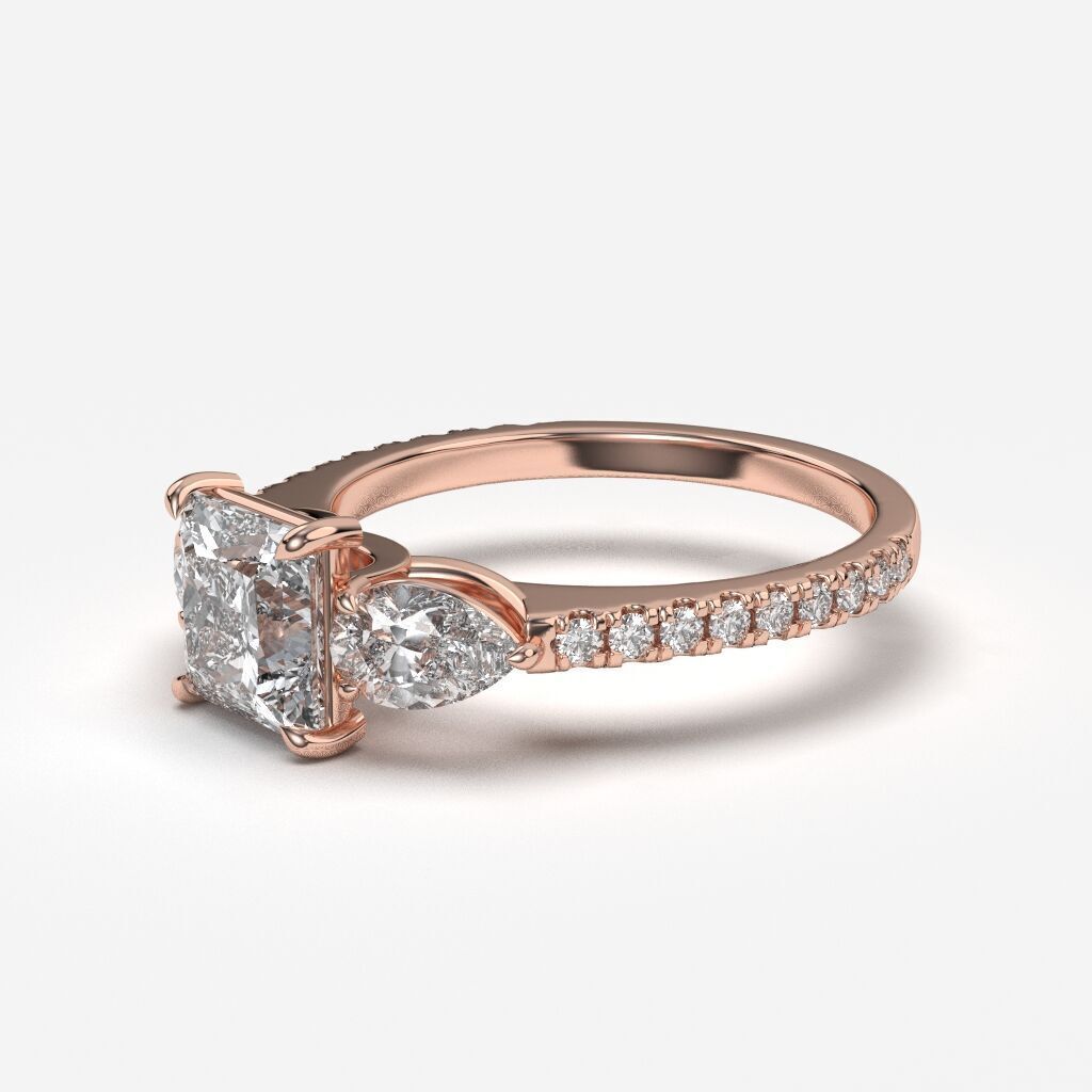 Three Stone diamond Ring 3D print model_8