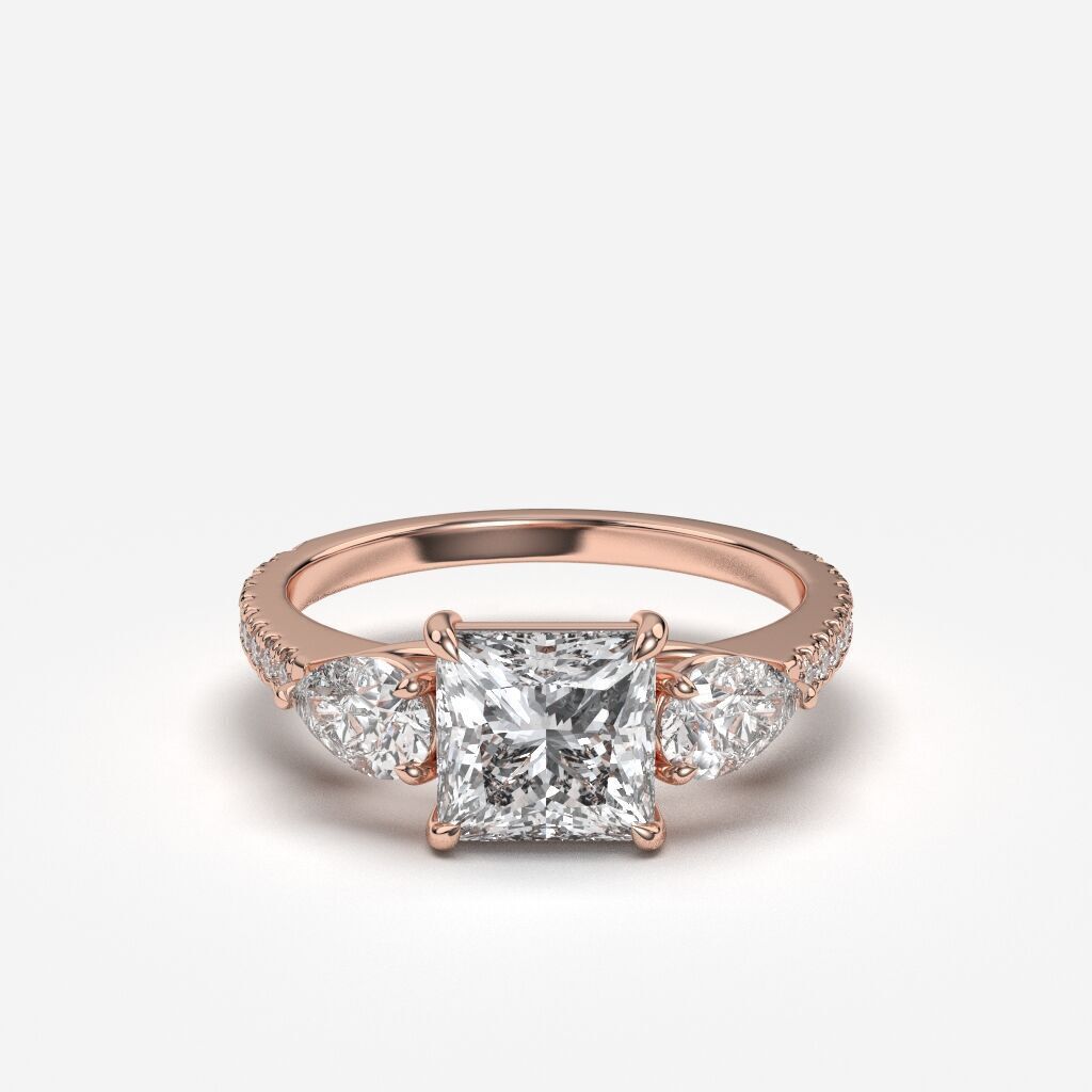 Three Stone diamond Ring 3D print model_9