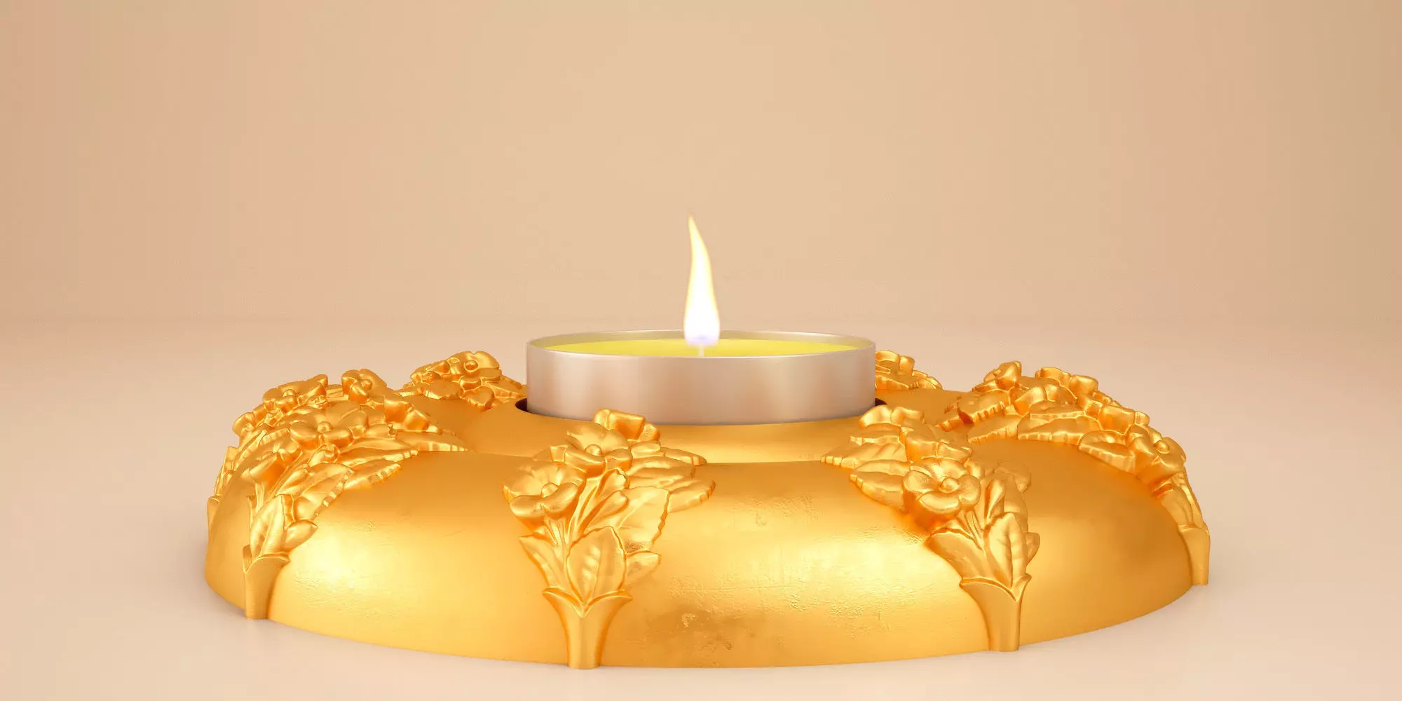 TEALIGHT HOLDER FLOWERS v3 for 3D Printing and CNC Carving 3D print model