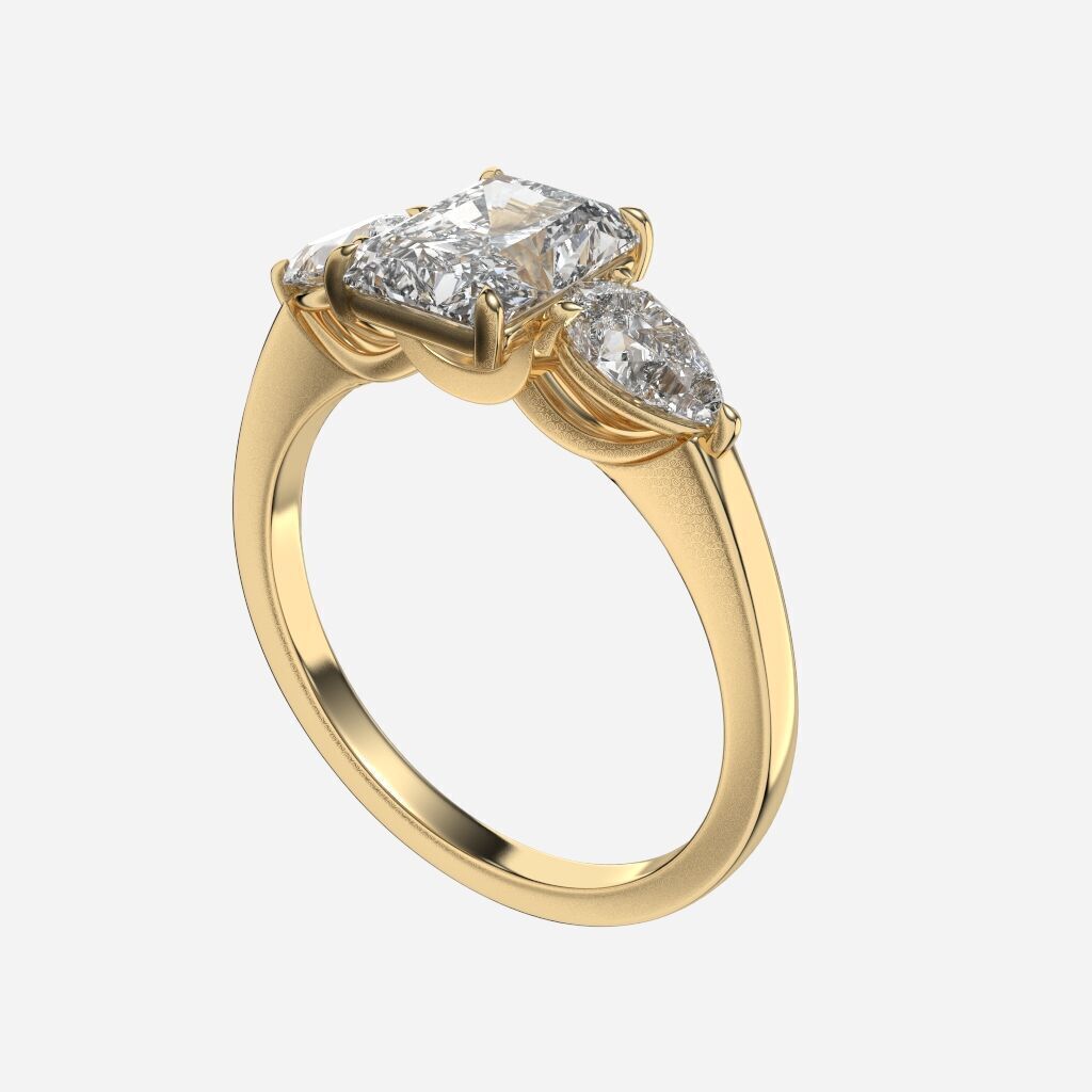 Three Stone diamond Ring 3D print model_4