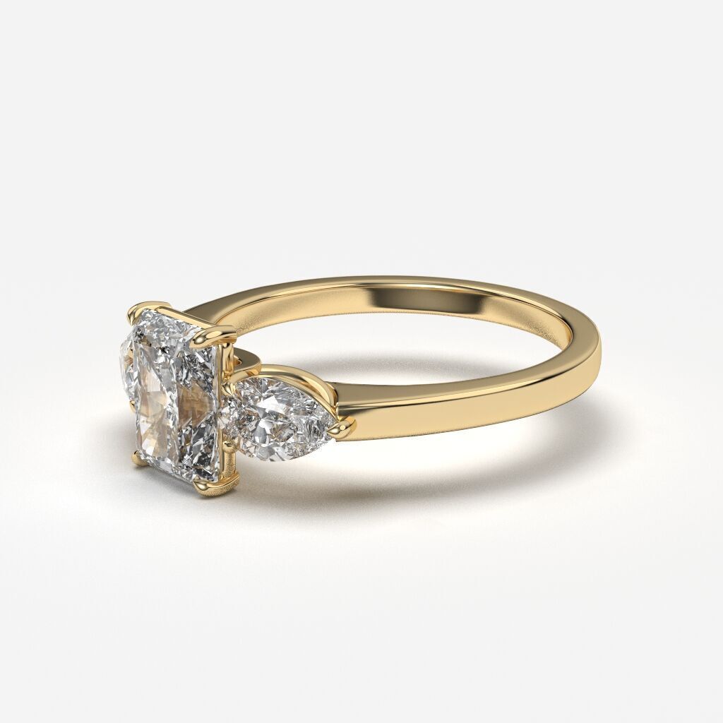 Three Stone diamond Ring 3D print model_1