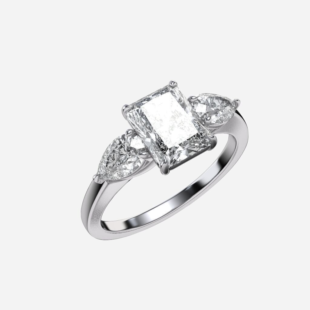 Three Stone diamond Ring 3D print model_11