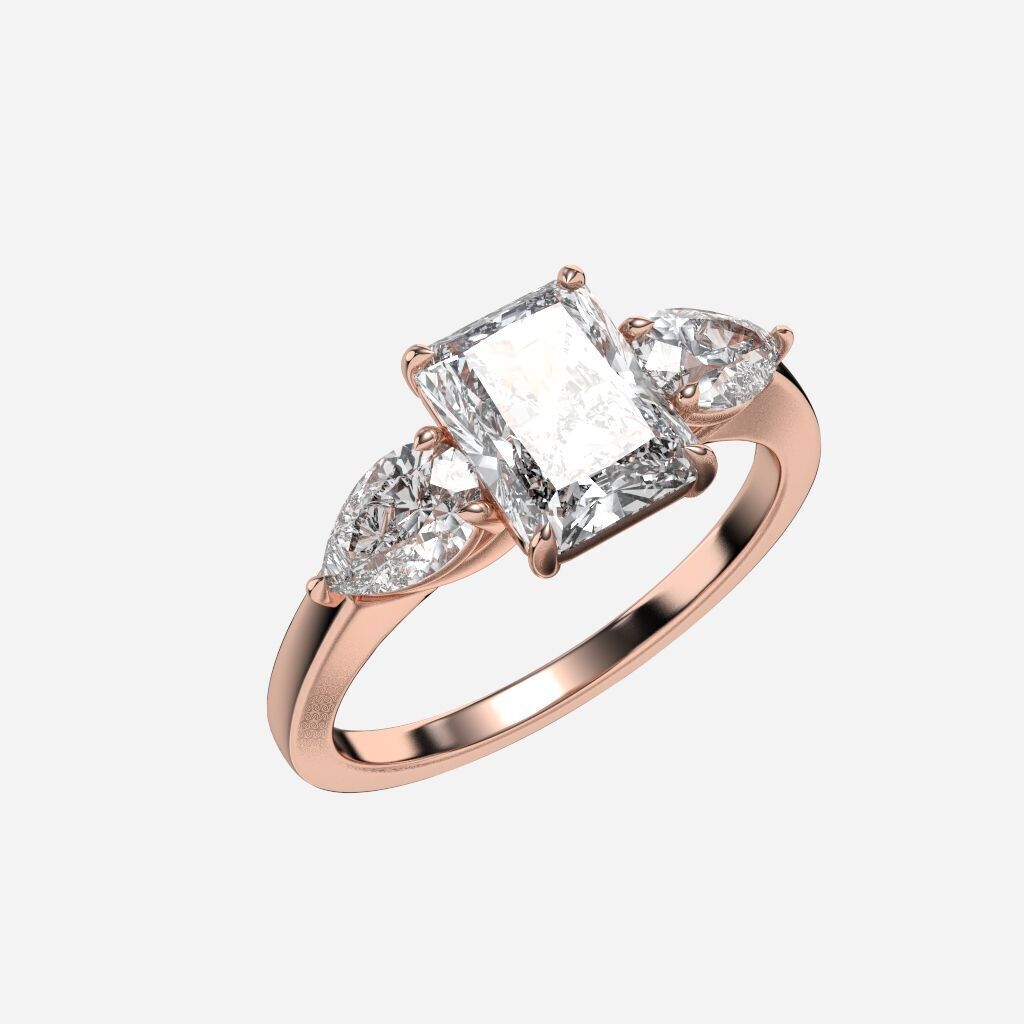 Three Stone diamond Ring 3D print model_7