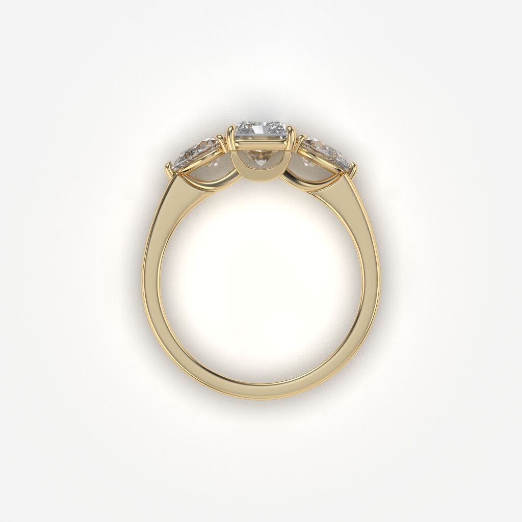 Three Stone diamond Ring 3D print model_3