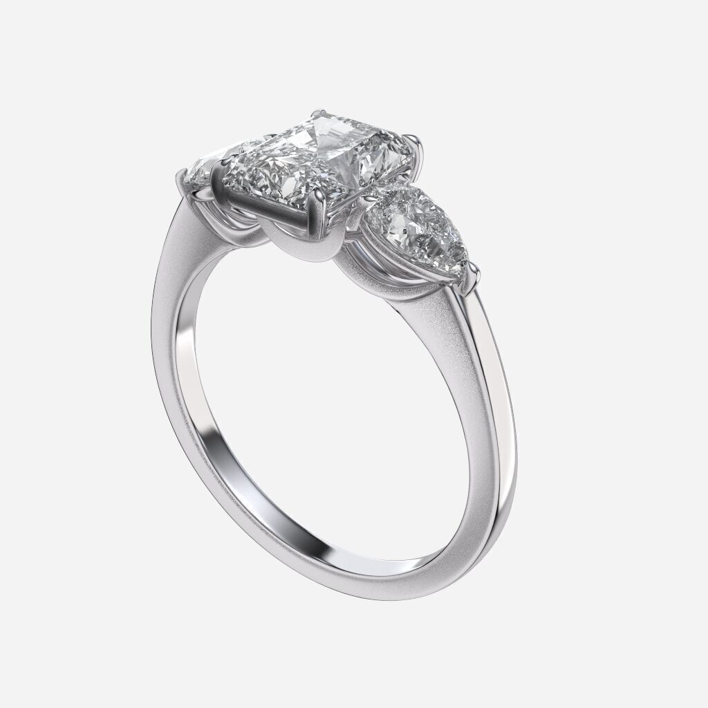 Three Stone diamond Ring 3D print model_13