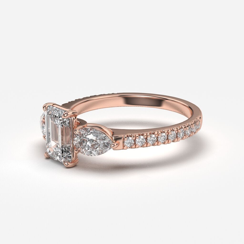 Three Stone diamond Ring 3D print model_6