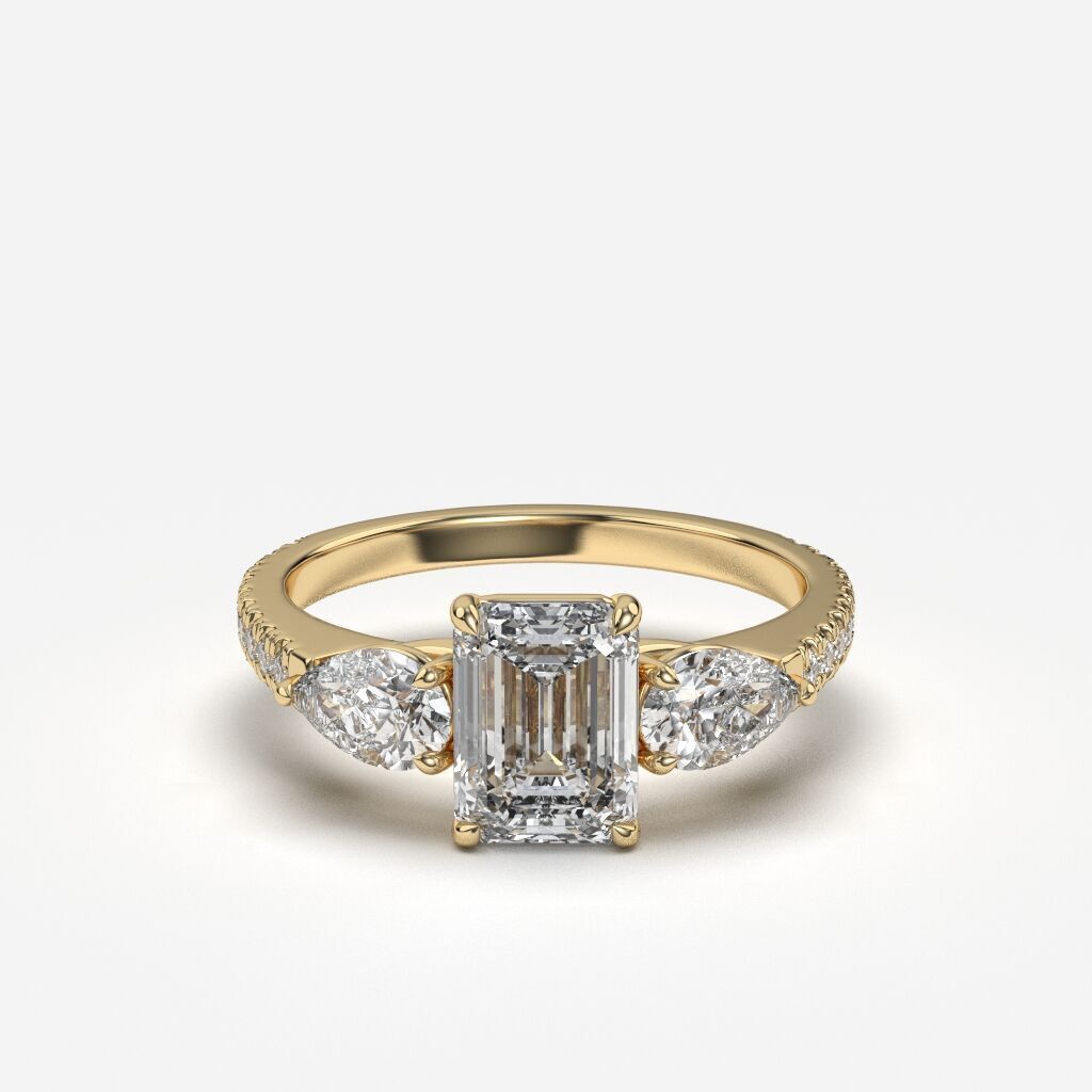 Three Stone diamond Ring 3D print model_2