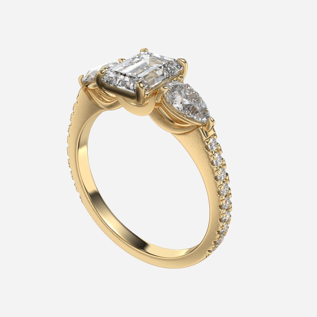 Three Stone diamond Ring 3D print model_4