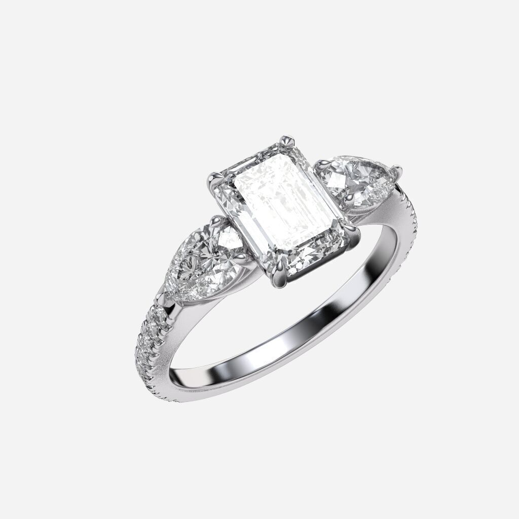 Three Stone diamond Ring 3D print model_10