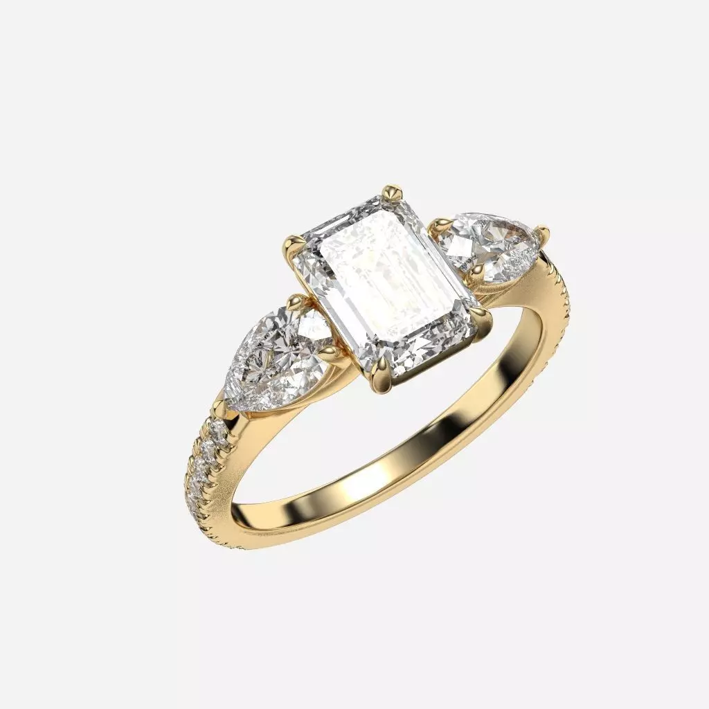 Three Stone diamond Ring 3D print model_0