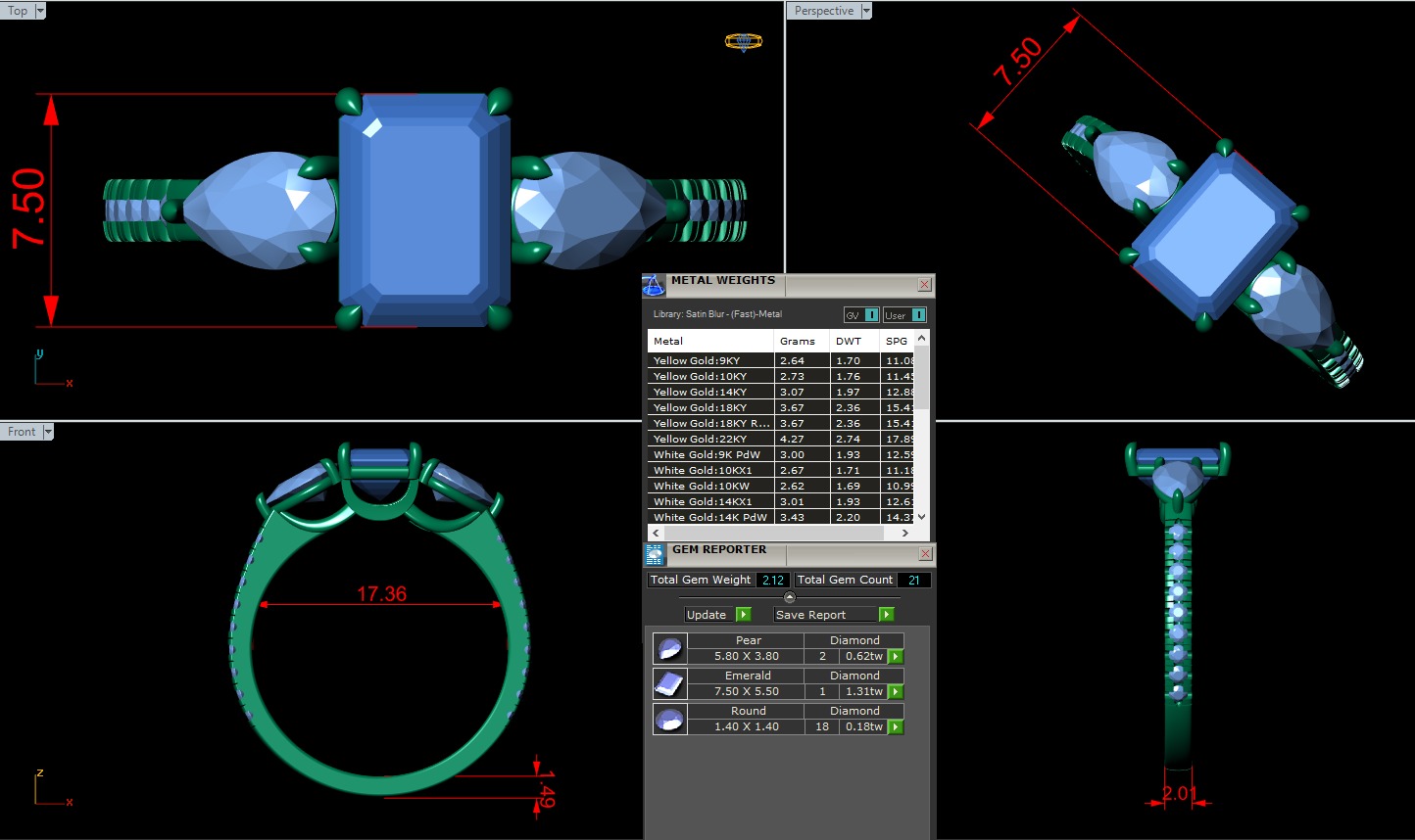 Three Stone diamond Ring 3D print model_9