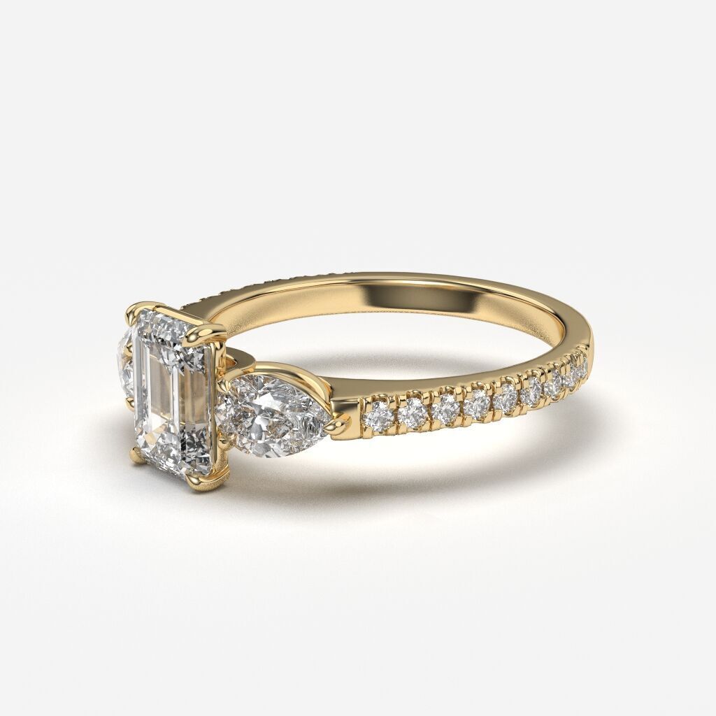 Three Stone diamond Ring 3D print model_3