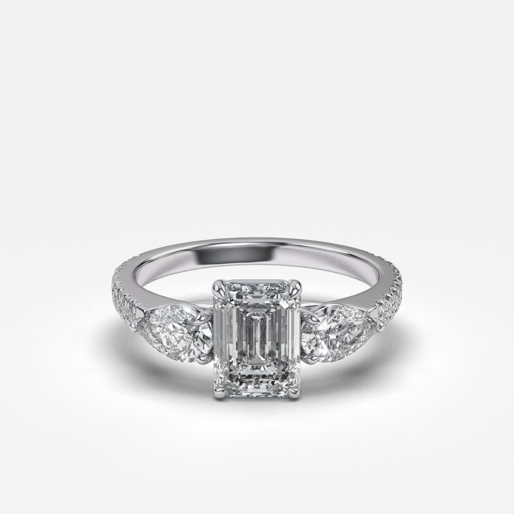 Three Stone diamond Ring 3D print model_12