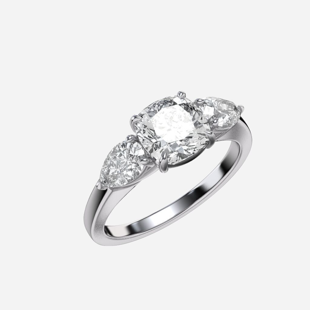 Three Stone diamond Ring 3D print model_5
