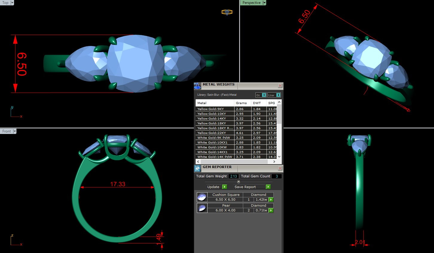 Three Stone diamond Ring 3D print model_12