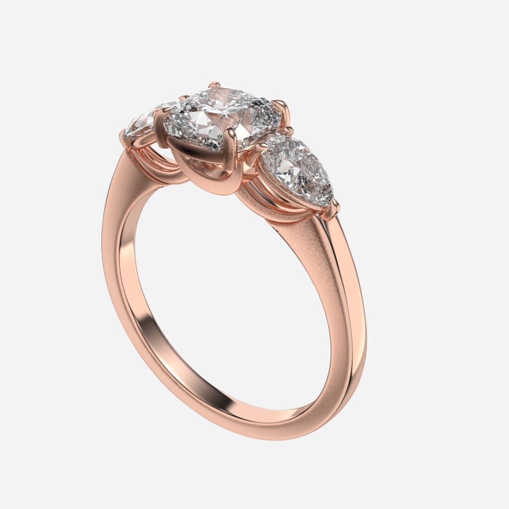 Three Stone diamond Ring 3D print model_7