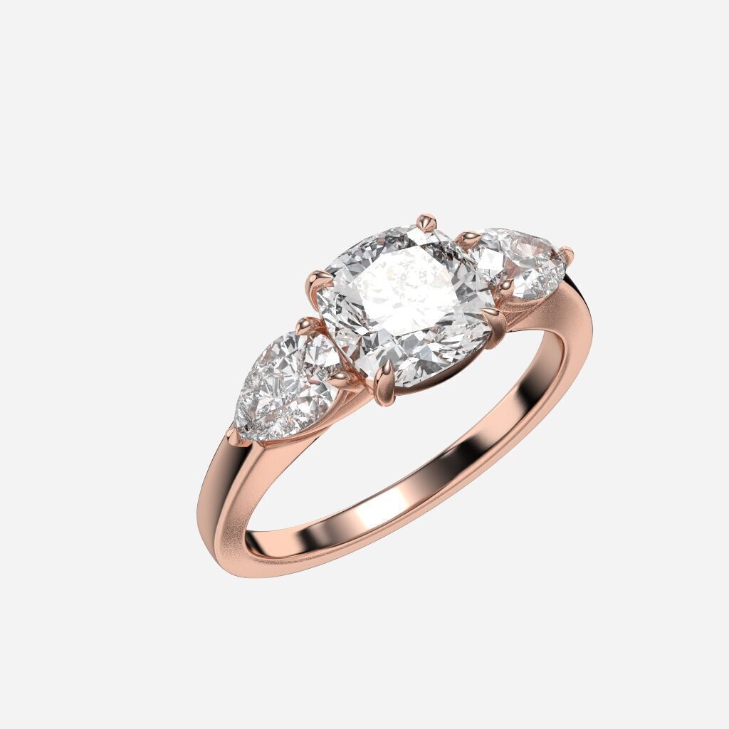 Three Stone diamond Ring 3D print model_8