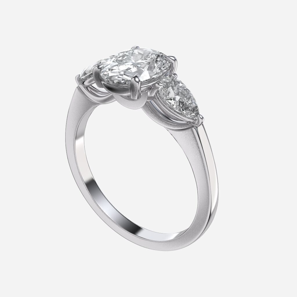 Three Stone diamond Ring 3D print model_2