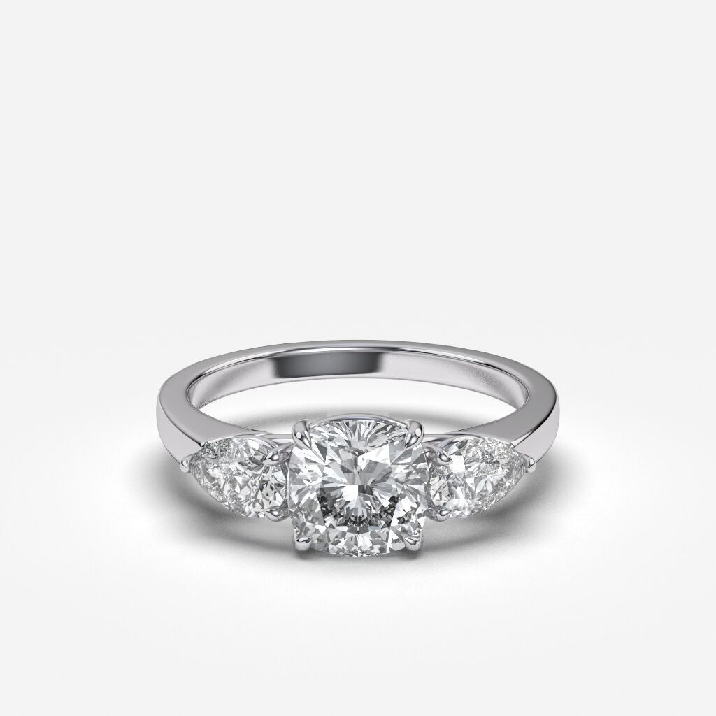 Three Stone diamond Ring 3D print model_3