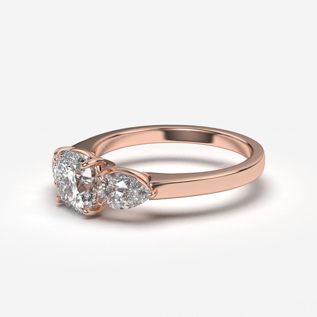Three Stone diamond Ring 3D print model_9