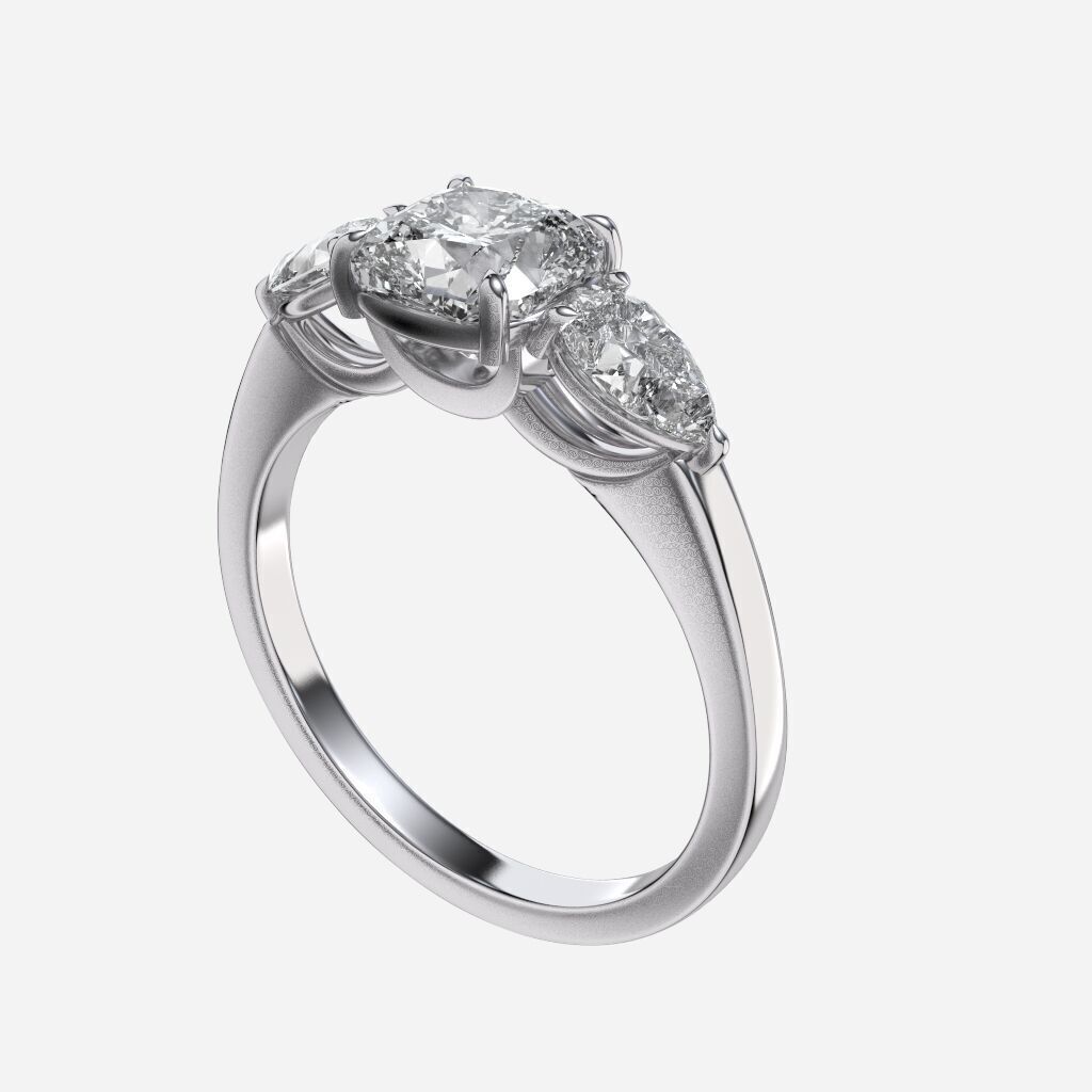 Three Stone diamond Ring 3D print model_6