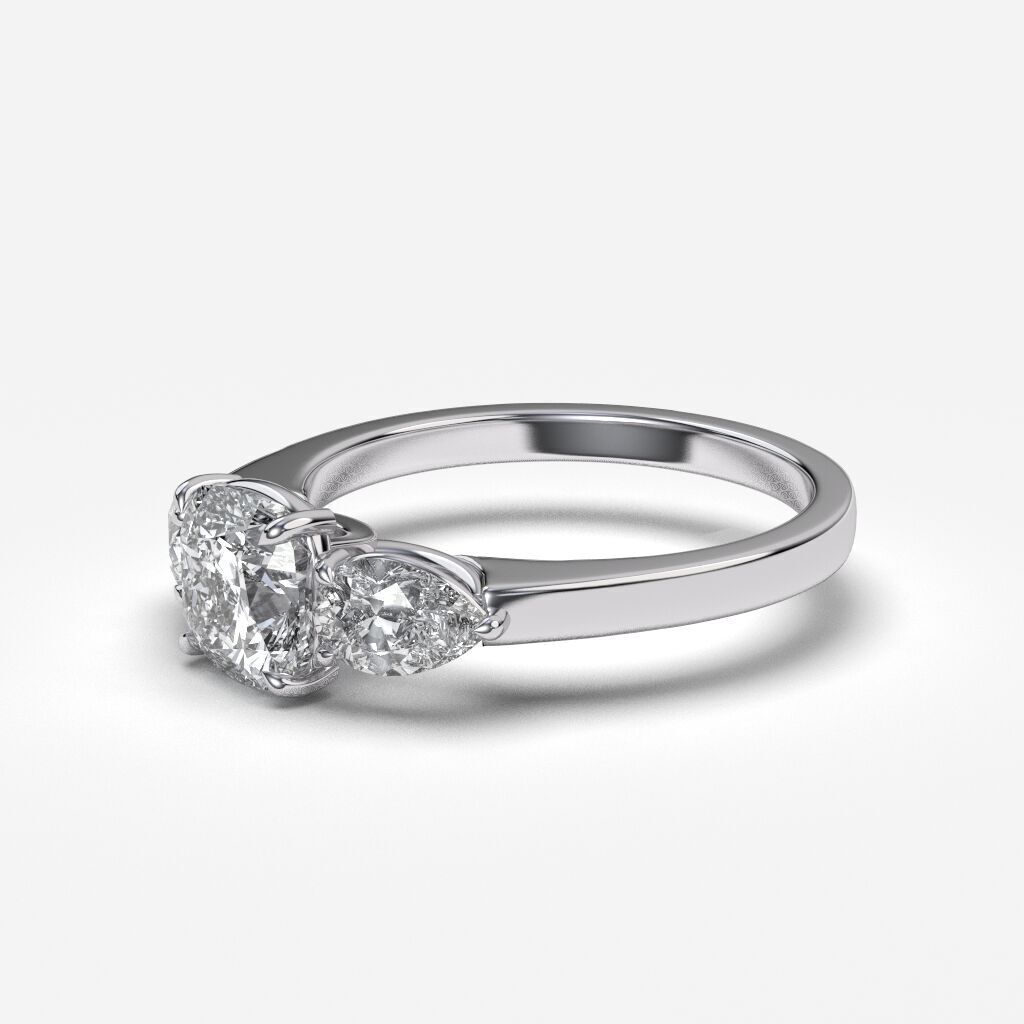 Three Stone diamond Ring 3D print model_4