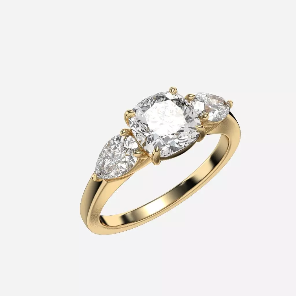 Three Stone diamond Ring 3D print model_0