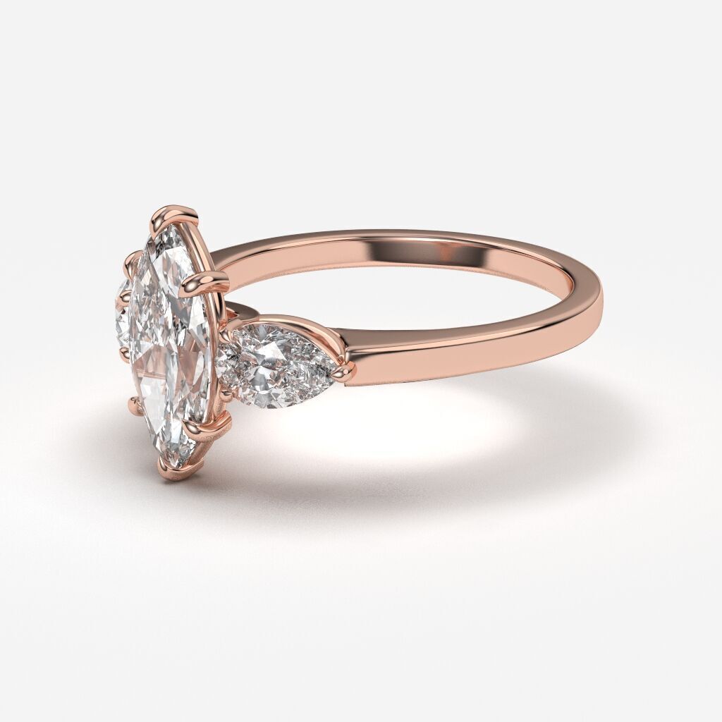 THree Stonediamond Ring 3D print model_5