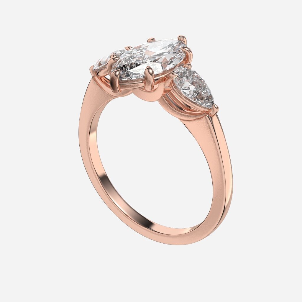 THree Stonediamond Ring 3D print model_4