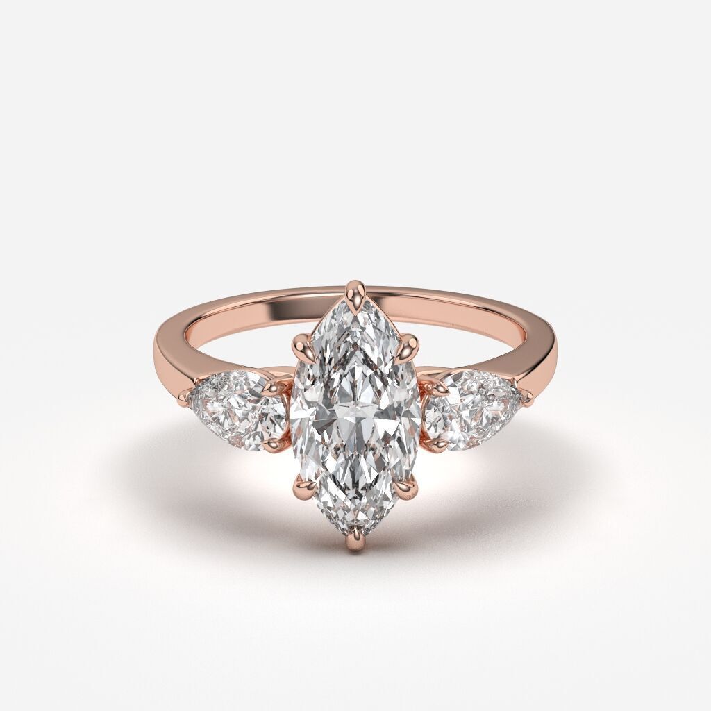 THree Stonediamond Ring 3D print model_7