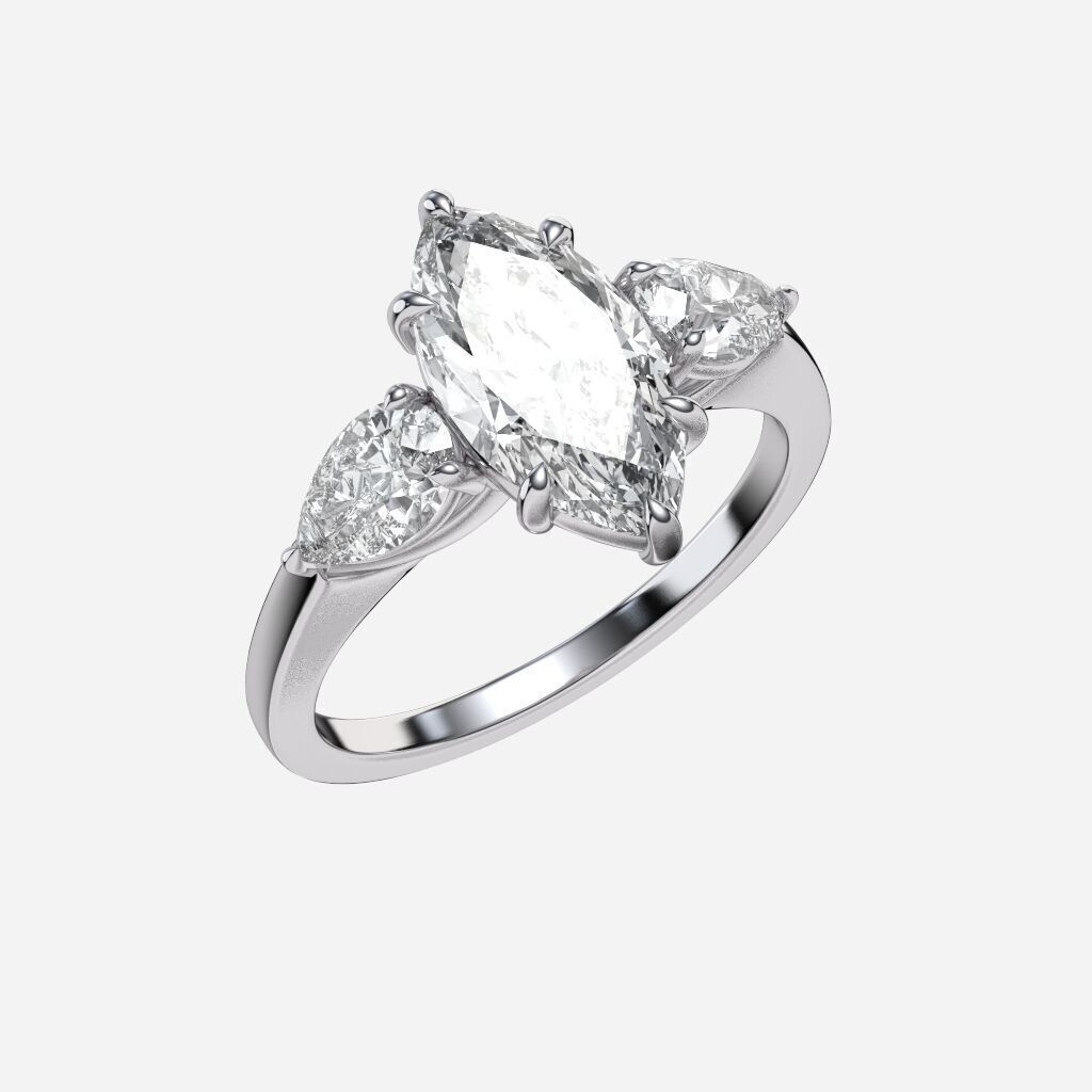 THree Stonediamond Ring 3D print model_11