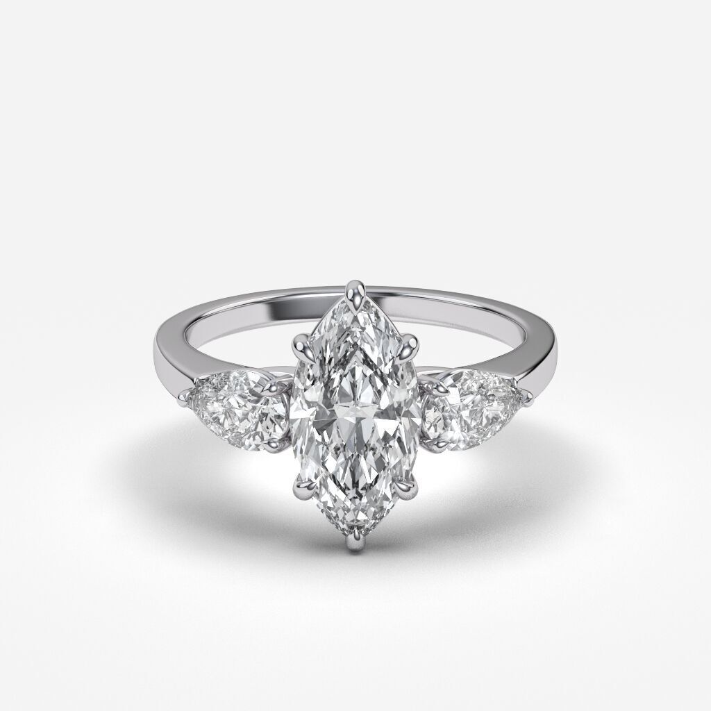 THree Stonediamond Ring 3D print model_8