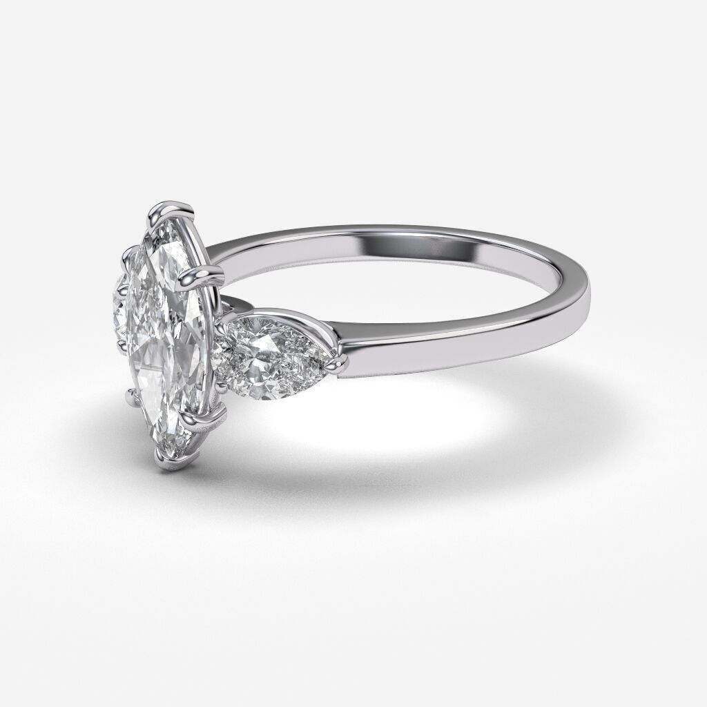 THree Stonediamond Ring 3D print model_9