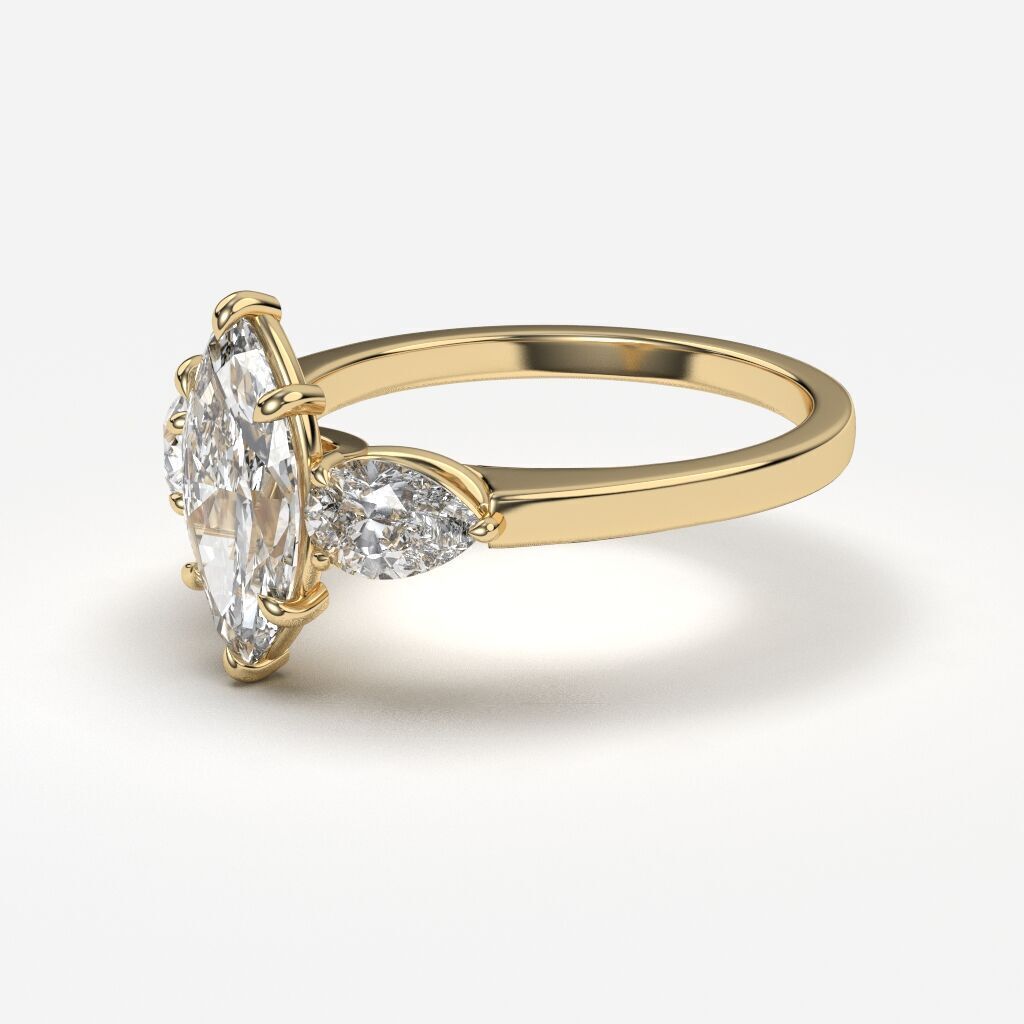 THree Stonediamond Ring 3D print model_2