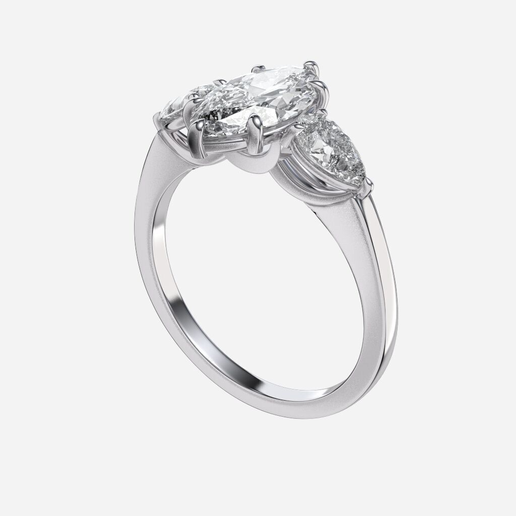 THree Stonediamond Ring 3D print model_12