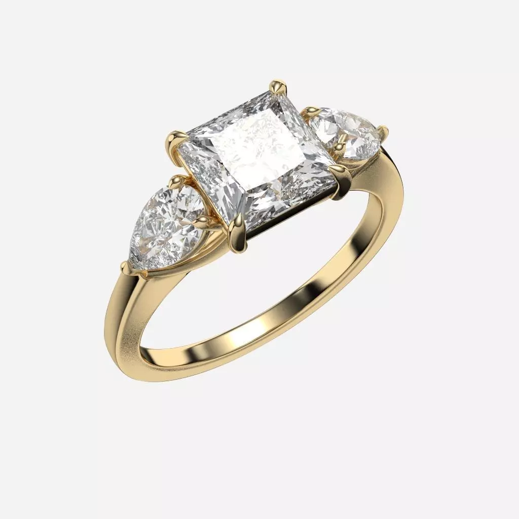 Three Stone diamond Ring 3D print model_0