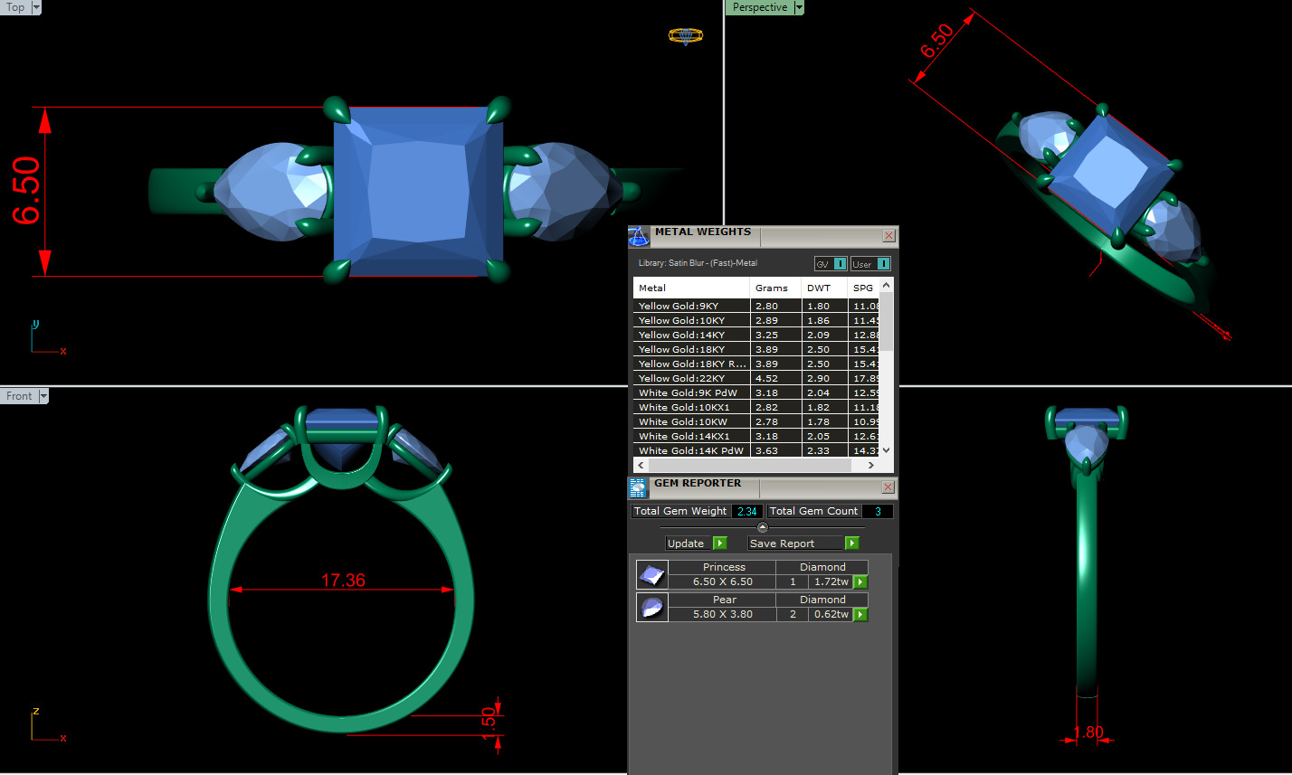 Three Stone diamond Ring 3D print model_10