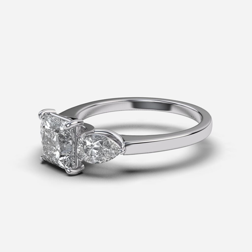 Three Stone diamond Ring 3D print model_2