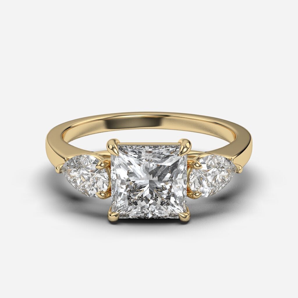 Three Stone diamond Ring 3D print model_1