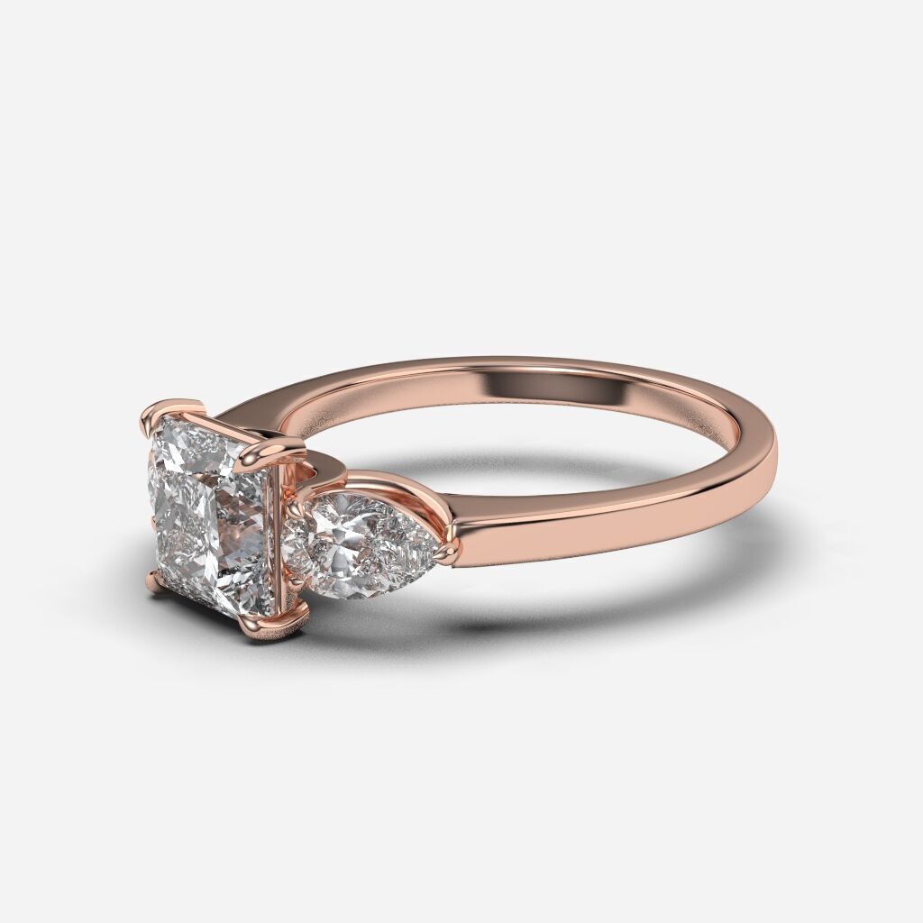 Three Stone diamond Ring 3D print model_9