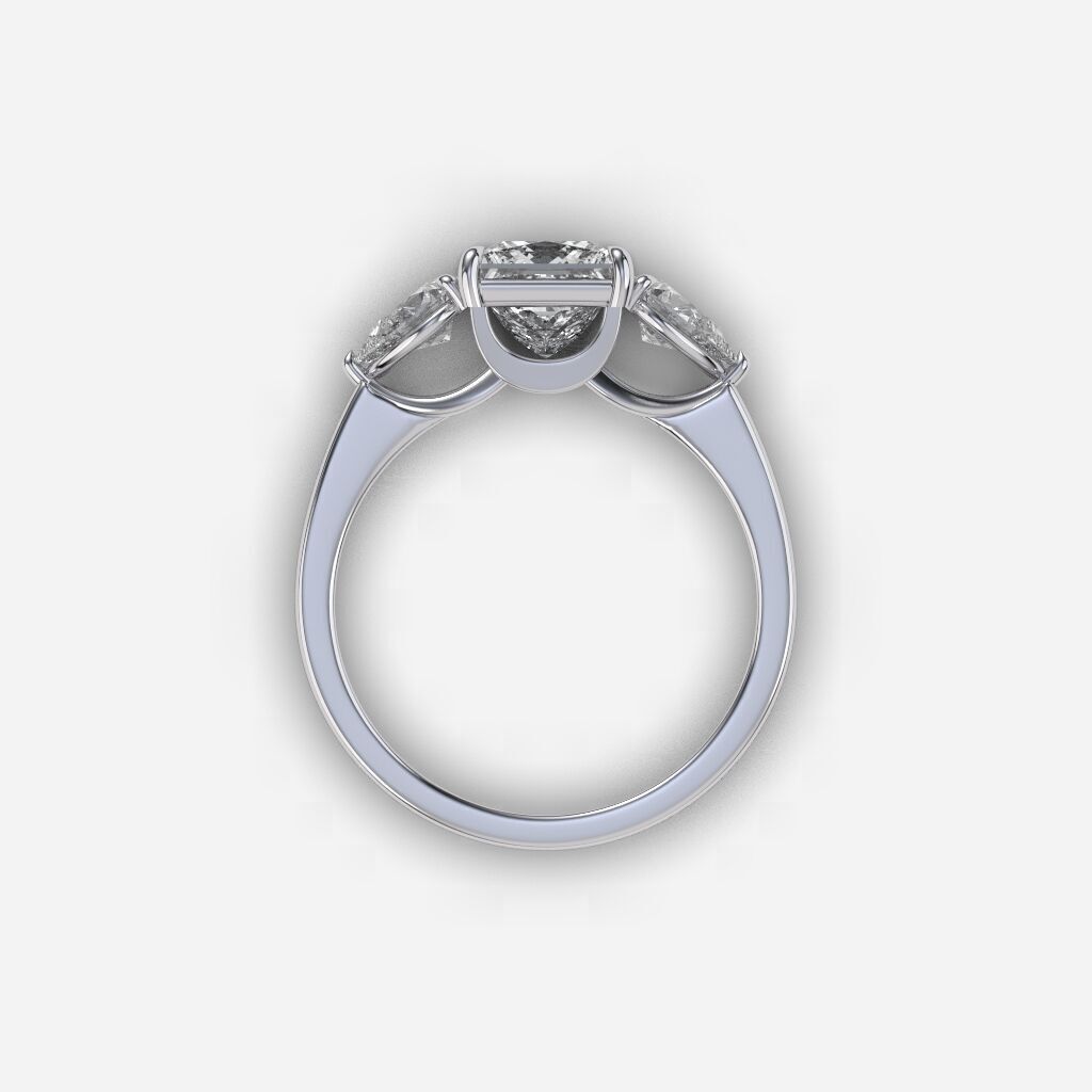 Three Stone diamond Ring 3D print model_4